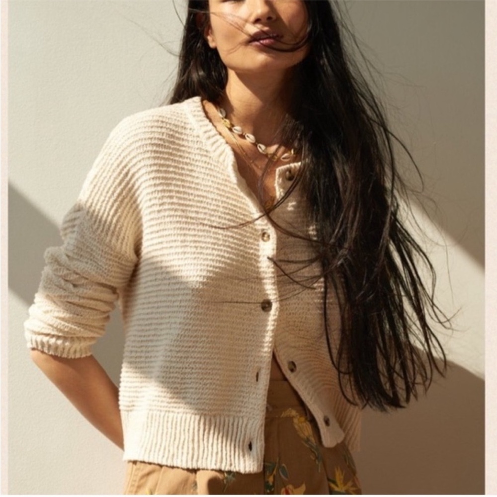 Madewell Cream Button-Up Sweater